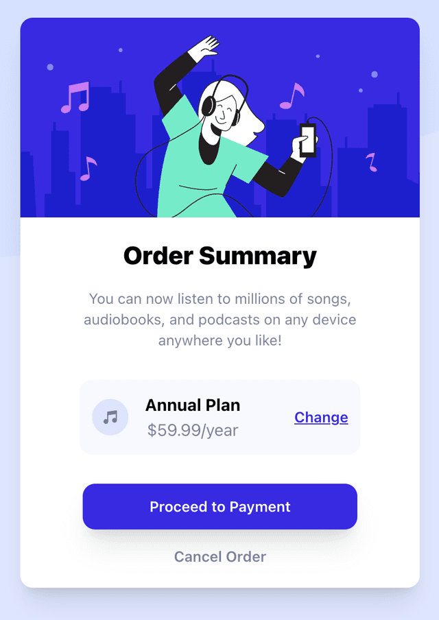 Order Summary preview card